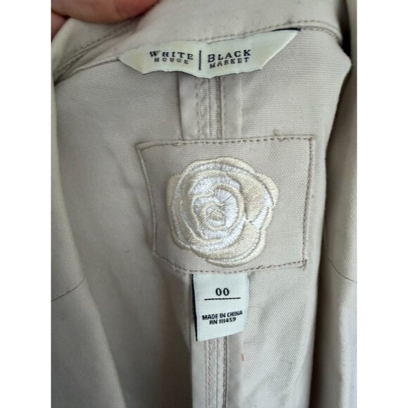 WHITE HOUSE BLACK MARKET WHBM Beige Bow Tie Back Blazer Jacket Size 00 - Picture 8 of 9